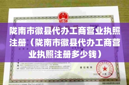 陇南市徽县代办工商营业执照注册（陇南市徽县代办工商营业执照注册多少钱）