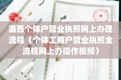 潞西个体户营业执照网上办理流程（个体工商户营业执照全流程网上办操作视频）