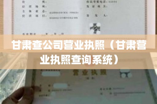 甘肃查公司营业执照（甘肃营业执照查询系统）