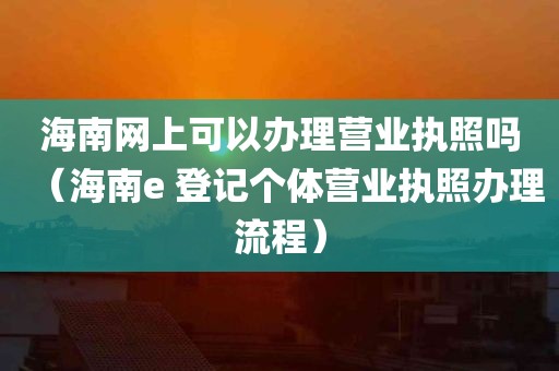 海南网上可以办理营业执照吗（海南e 登记个体营业执照办理流程）