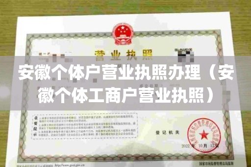 安徽个体户营业执照办理（安徽个体工商户营业执照）