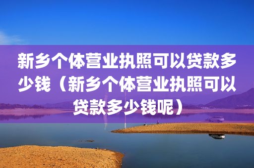 新乡个体营业执照可以贷款多少钱（新乡个体营业执照可以贷款多少钱呢）