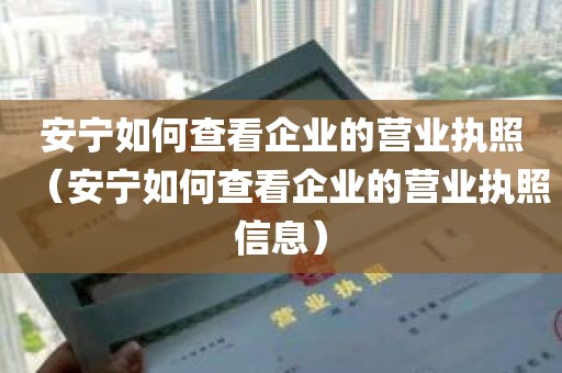 安宁如何查看企业的营业执照（安宁如何查看企业的营业执照信息）