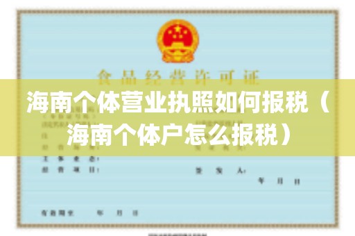 海南个体营业执照如何报税（海南个体户怎么报税）