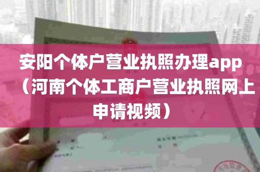 安阳个体户营业执照办理app（河南个体工商户营业执照网上申请视频）