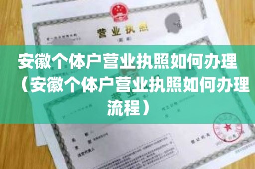 安徽个体户营业执照如何办理（安徽个体户营业执照如何办理流程）