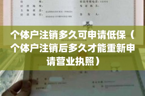 个体户注销多久可申请低保（个体户注销后多久才能重新申请营业执照）