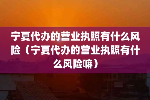 宁夏代办的营业执照有什么风险（宁夏代办的营业执照有什么风险嘛）