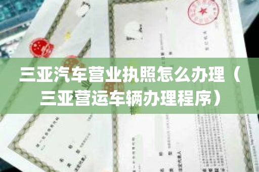 三亚汽车营业执照怎么办理（三亚营运车辆办理程序）