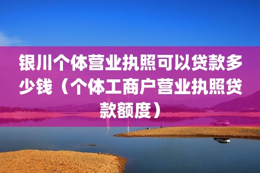 银川个体营业执照可以贷款多少钱（个体工商户营业执照贷款额度）