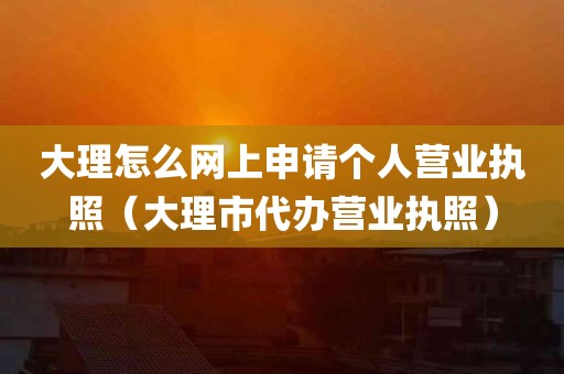 大理怎么网上申请个人营业执照（大理市代办营业执照）