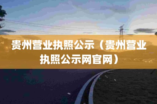 贵州营业执照公示（贵州营业执照公示网官网）