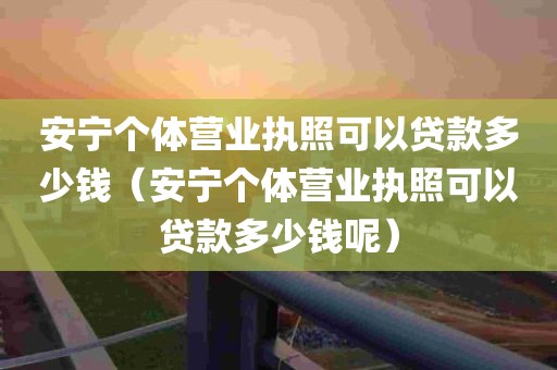 安宁个体营业执照可以贷款多少钱（安宁个体营业执照可以贷款多少钱呢）