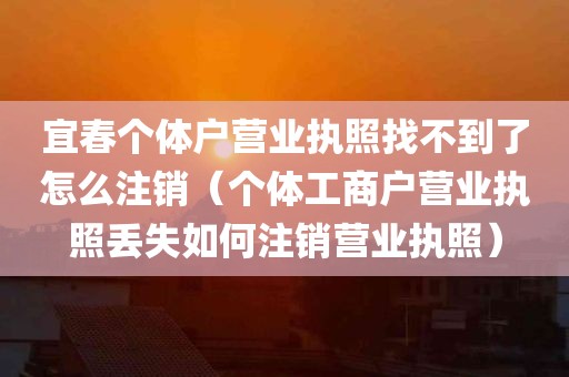 宜春个体户营业执照找不到了怎么注销（个体工商户营业执照丢失如何注销营业执照）