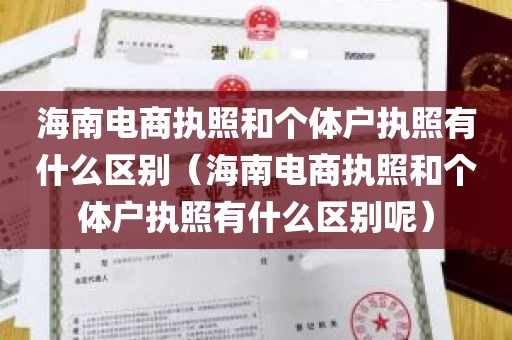 海南电商执照和个体户执照有什么区别（海南电商执照和个体户执照有什么区别呢）