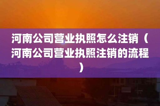 河南公司营业执照怎么注销（河南公司营业执照注销的流程）