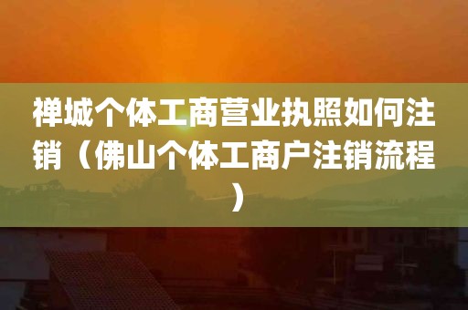 禅城个体工商营业执照如何注销（佛山个体工商户注销流程）