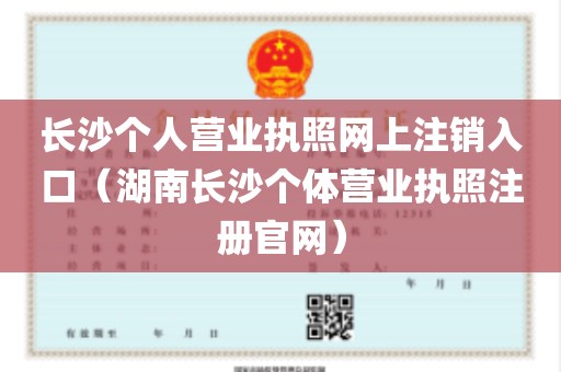 长沙个人营业执照网上注销入口（湖南长沙个体营业执照注册官网）