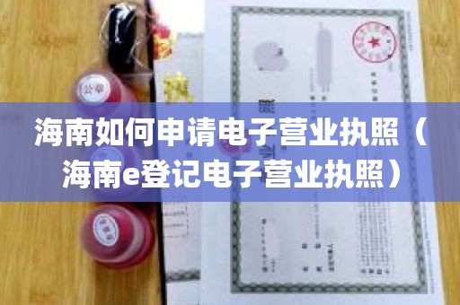 海南如何申请电子营业执照（海南e登记电子营业执照）