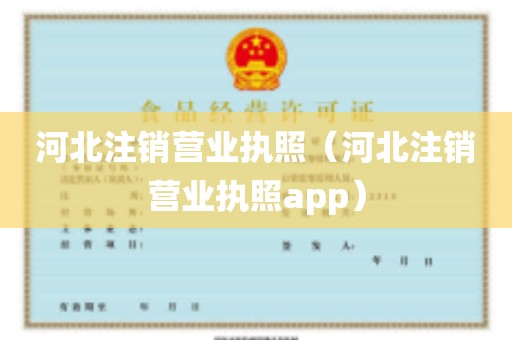 河北注销营业执照（河北注销营业执照app）