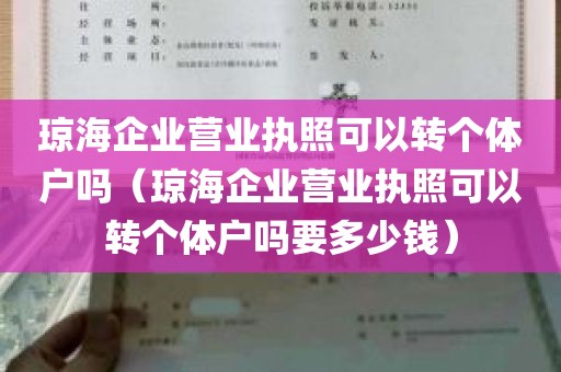 琼海企业营业执照可以转个体户吗（琼海企业营业执照可以转个体户吗要多少钱）