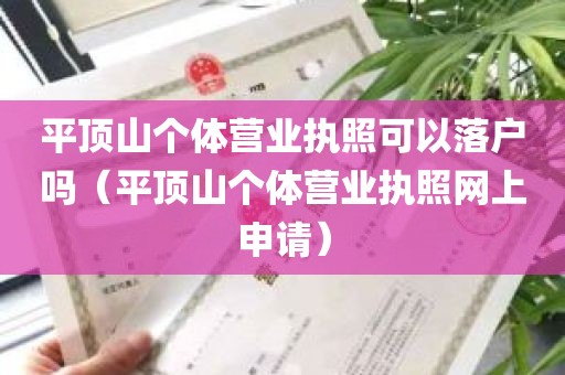 平顶山个体营业执照可以落户吗（平顶山个体营业执照网上申请）