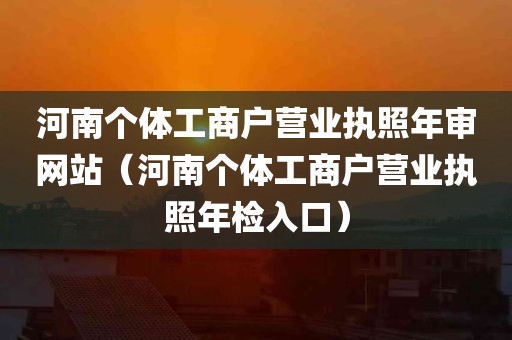 河南个体工商户营业执照年审网站（河南个体工商户营业执照年检入口）