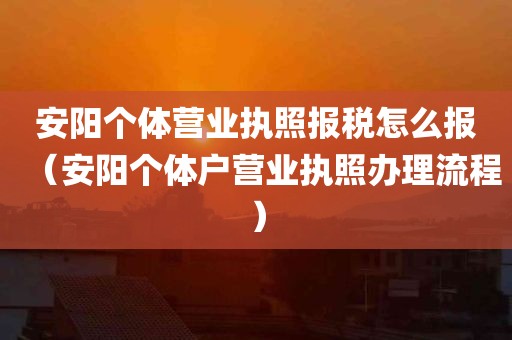 安阳个体营业执照报税怎么报（安阳个体户营业执照办理流程）