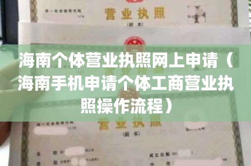 海南个体营业执照网上申请（海南手机申请个体工商营业执照操作流程）