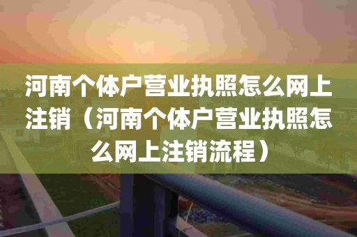 河南个体户营业执照怎么网上注销（河南个体户营业执照怎么网上注销流程）